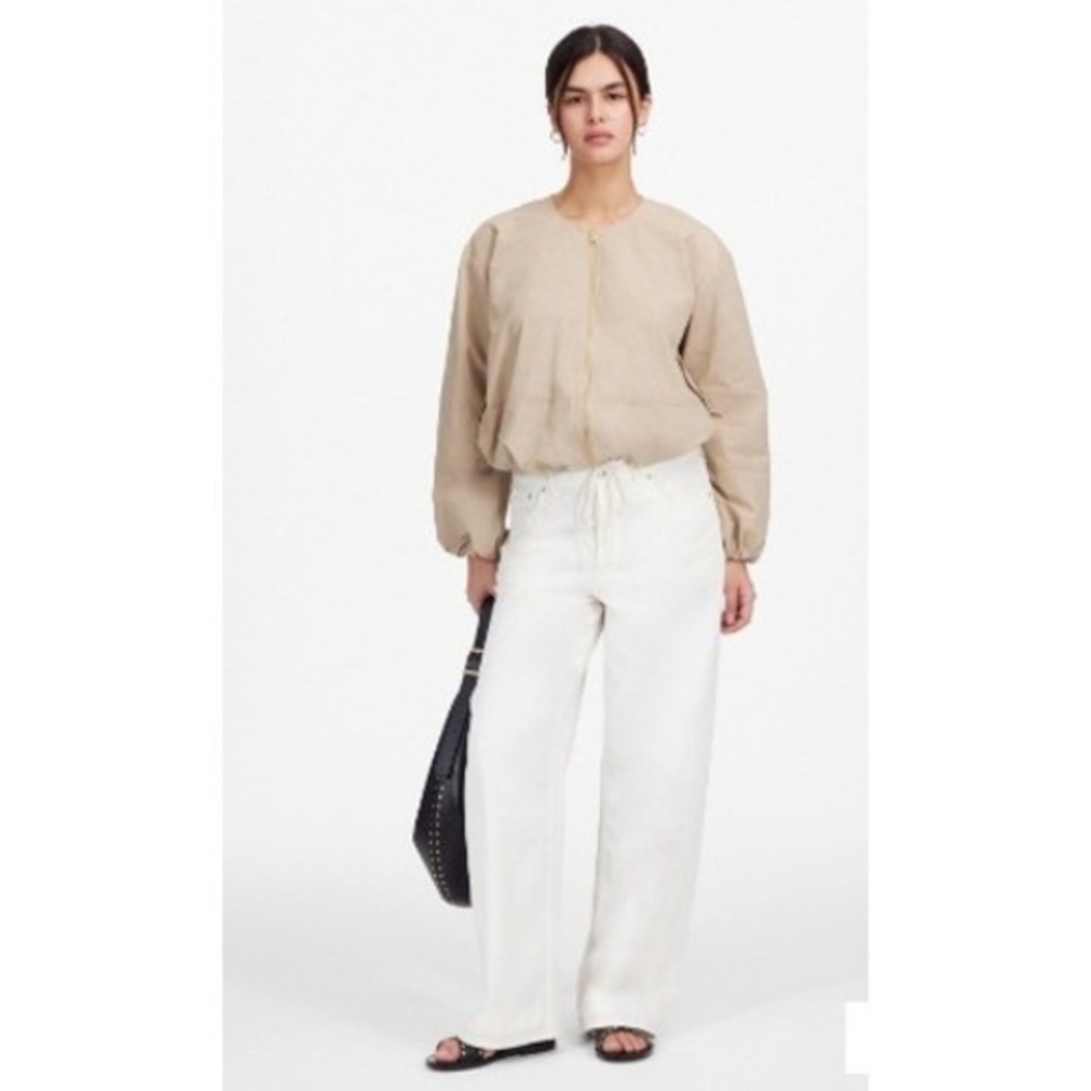 Madewell Jeans Womens 33 Off White Low Slung Baggy Drawstring‎ Wide Leg NU020